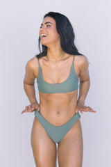 AURORA CURVE BIKINI BOTTOM - SAGE - sustainable bikini - OCEANCHILD