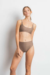 BENICE HIGH WAISTED BIKINI BOTTOM - COCONUT